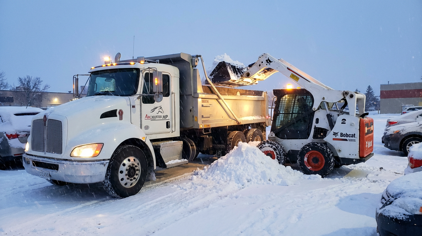 ArcMaster HP dump truck supporting snow removal operations